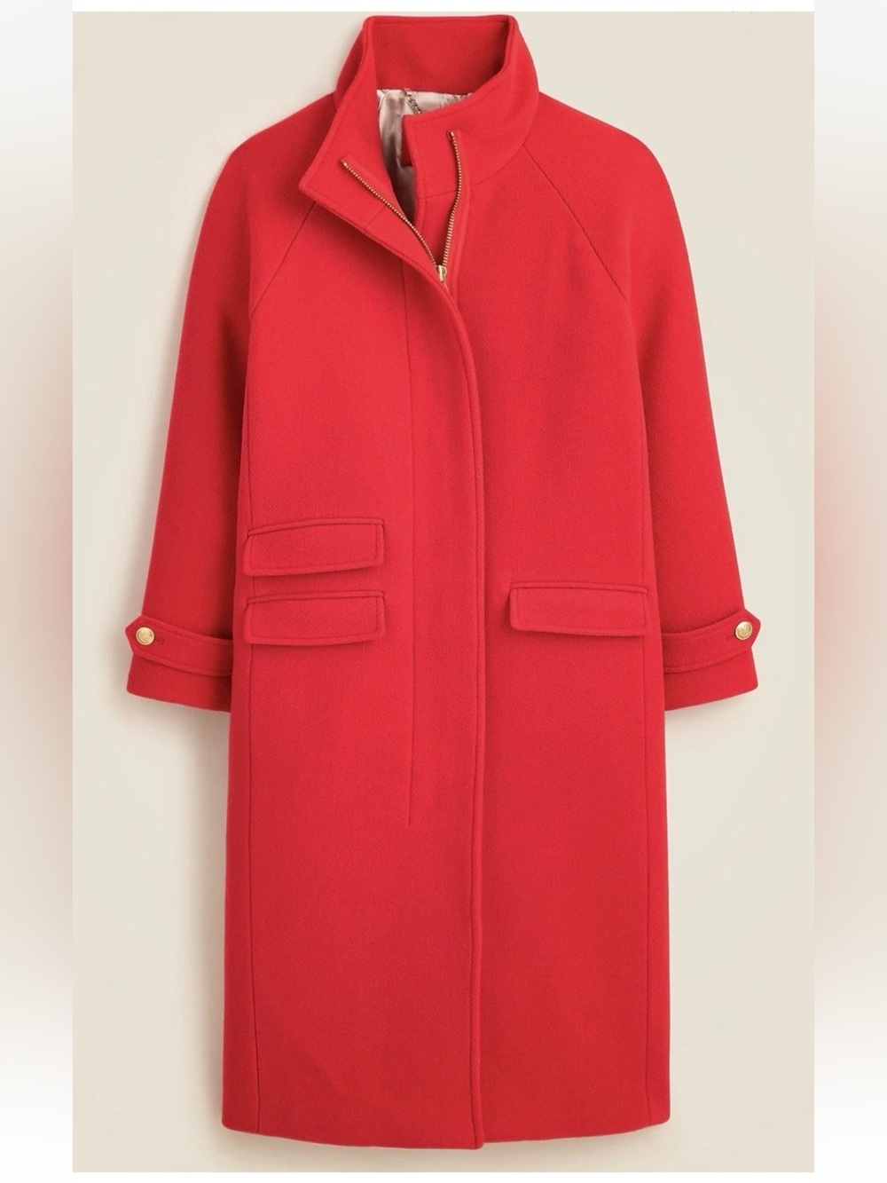 $398 J CREW Red Toscana Lanificio Nello Gori Stadium Cloth Wool Long Coat Sz 6